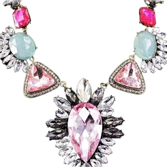 CRYSTAL STATEMENT NECKLACE PENDANT, PINK NECKLACE#400 - Picture 1 of 6